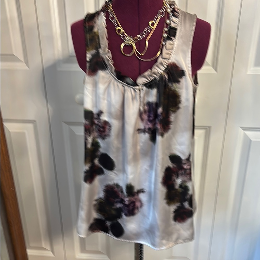 a.n.a Black and White Ruffled Sleeveless Tank Top